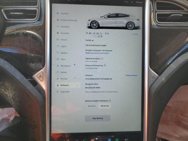 5YJSA1E23GF132395 - 2016 TESLA MODEL S Սպիտակ լուսանկար 9