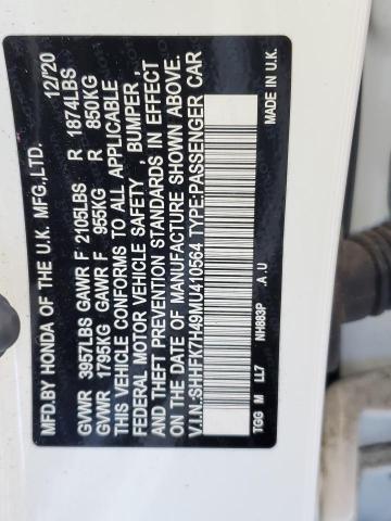 SHHFK7H49MU410564 - 2021 HONDA CIVIC SPORT WHITE photo 13