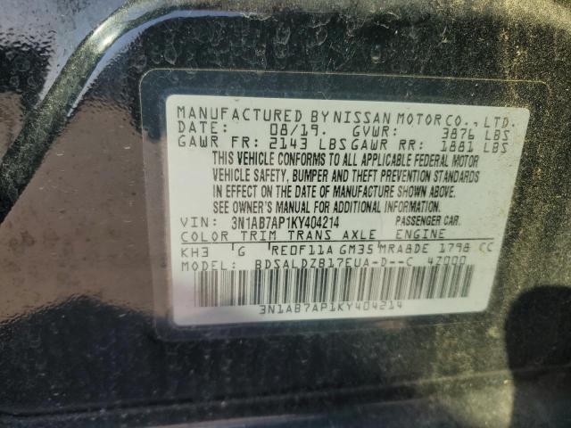 3N1AB7AP1KY404214 - 2019 NISSAN SENTRA S BLACK photo 13