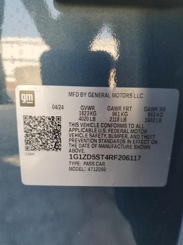 1G1ZD5ST4RF206117 - 2024 CHEVROLET MALIBU LT Mavi fotoğraf 12