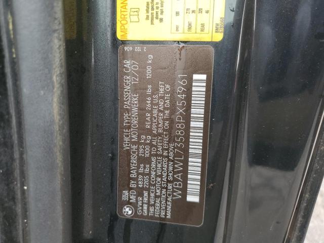 WBAWL73588PX54961 - 2008 BMW 3 SERIES I შავი ფოტო 12