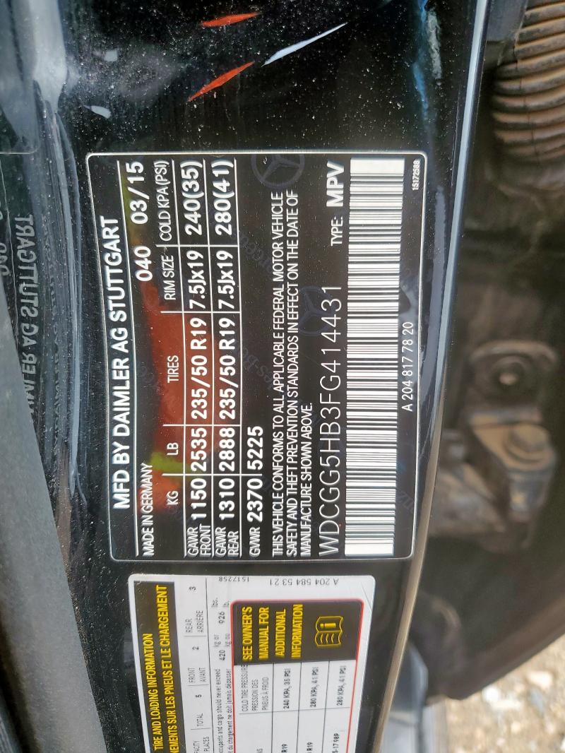 WDCGG5HB3FG414431 - 2015 MERCEDES-BENZ GLK 350 BLACK photo 13