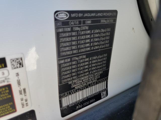 SALWG2RV1JA410990 - 2018 LAND ROVER RANGE ROVE SE WHITE photo 13
