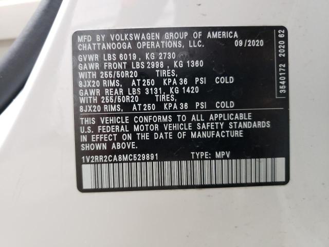 1V2RR2CA8MC529891 - 2021 VOLKSWAGEN ATLAS SE WHITE photo 13
