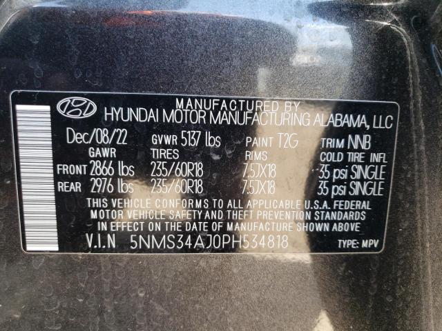 5NMS34AJ0PH534818 - 2023 HYUNDAI SANTA FE SEL PREMIUM BLACK photo 13