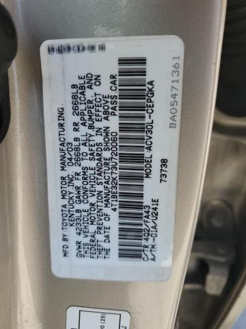 4T1BE32K73U720060 - 2003 TOYOTA CAMRY LE BEIGE photo 12