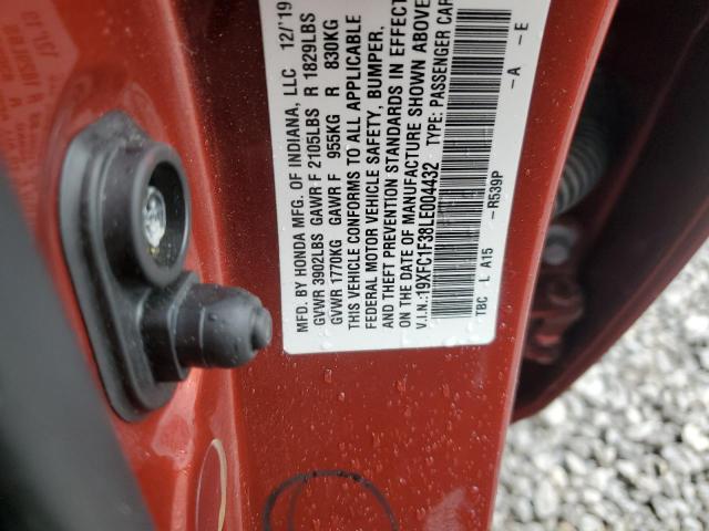 19XFC1F38LE004432 - 2020 HONDA CIVIC EX BROWN photo 13