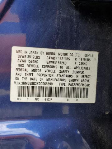 JHMGE8G3XDC066590 - 2013 HONDA FIT BLUE photo 12