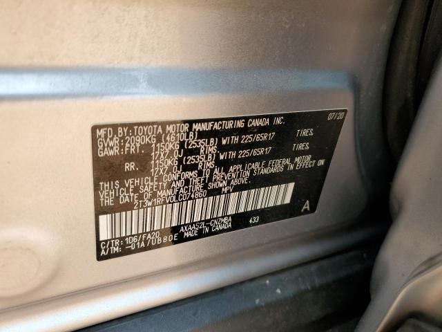 2T3W1RFV0LC074860 - 2020 TOYOTA RAV4 XLE SILVER photo 14