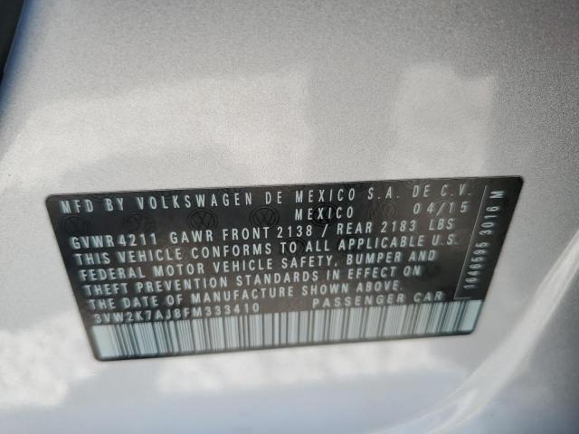 3VW2K7AJ8FM333410 - 2015 VOLKSWAGEN JETTA BASE 银色 照片 12