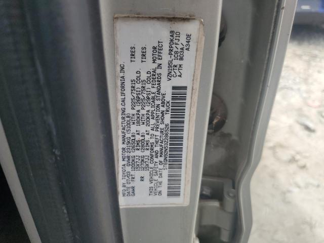 5TEGN92N53Z286526 - 2003 TOYOTA TACOMA DOUBLE CAB PRERUNNER GRAY photo 12