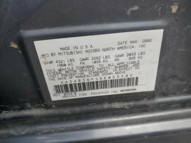 4A3AB36F36E065509 - 2006 MITSUBISHI GALANT ES MEDIUM GRAY photo 12