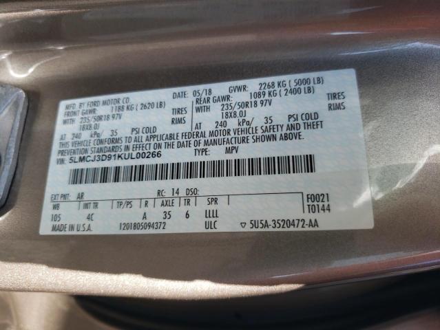 5LMCJ3D91KUL00266 - 2019 LINCOLN MKC RESERVE Altın fotoğraf 12