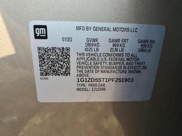 1G1ZD5ST1PF251903 - 2023 CHEVROLET MALIBU LT 金色 照片 12