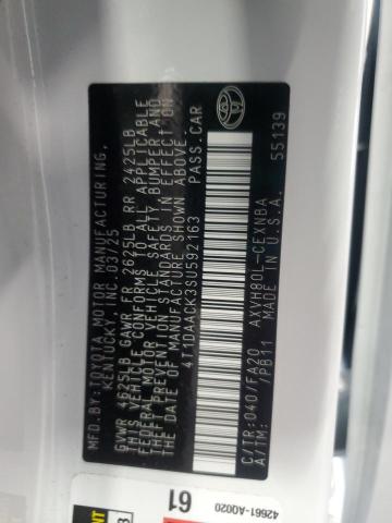 4T1DAACK3SU592163 - 2025 TOYOTA CAMRY XSE WHITE photo 13