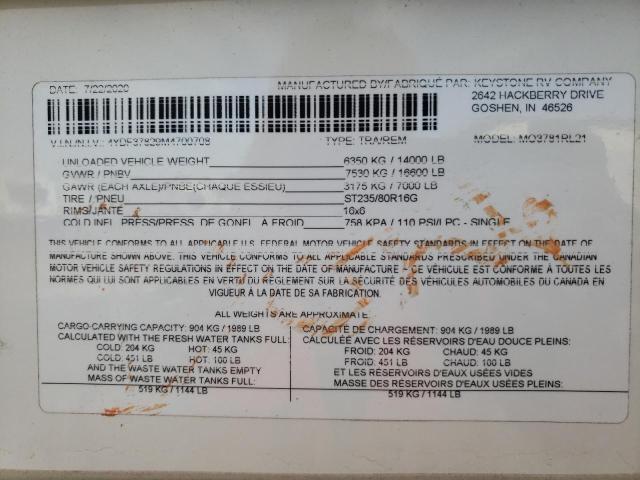 4YDF37829M4700708 - 2021 KEYSTONE MONTANA TAN photo 10