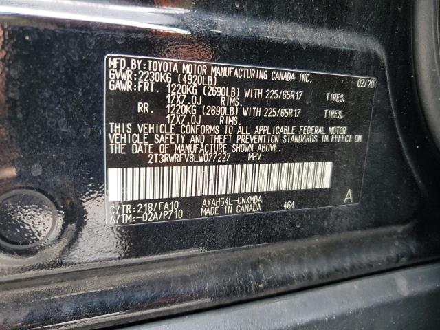 2T3RWRFV8LW077227 - 2020 TOYOTA RAV4 XLE BLACK photo 14