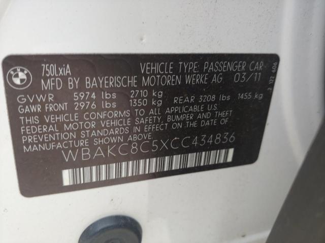 WBAKC8C5XCC434836 - 2012 BMW ALPINA B7 LXI WHITE photo 10