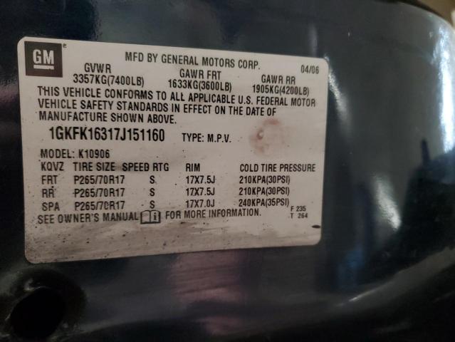 1GKFK16317J151160 - 2007 GMC YUKON XL K1500 BLUE photo 13