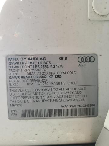 WA1BNAFY5J2246586 - 2018 AUDI Q5 PREMIUM PLUS WHITE photo 13