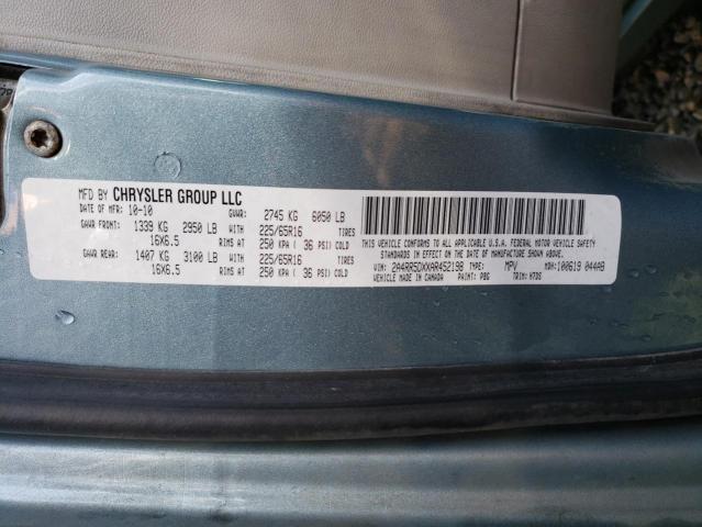 2A4RR5DXXAR452198 - 2010 CHRYSLER TOWN & COU TOURING 青绿色 照片 10