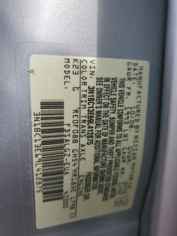 3N1BC13E69L412875 - 2009 NISSAN VERSA S SILVER photo 12