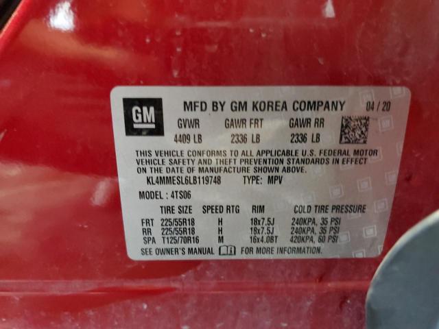 KL4MMESL6LB119748 - 2020 BUICK ENCORE GX SELECT RED photo 13