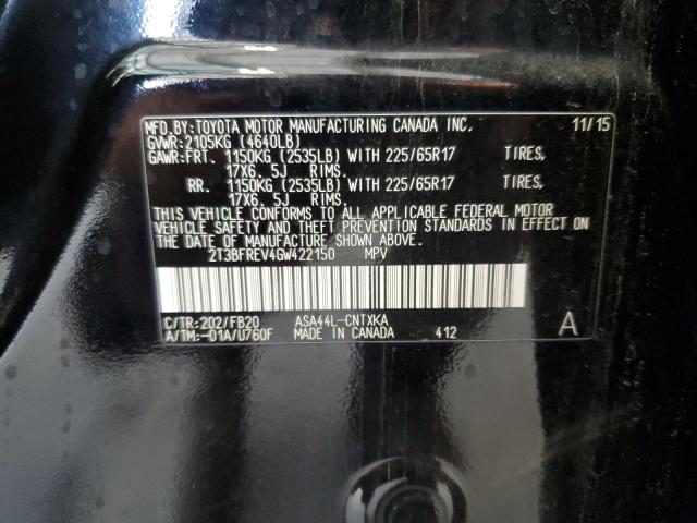 2T3BFREV4GW422150 - 2016 TOYOTA RAV4 LE BLACK photo 13