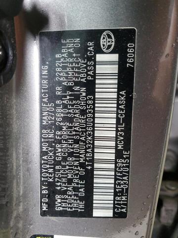 4T1BA32K36U093583 - 2006 TOYOTA CAMRY SE Серый фото 13