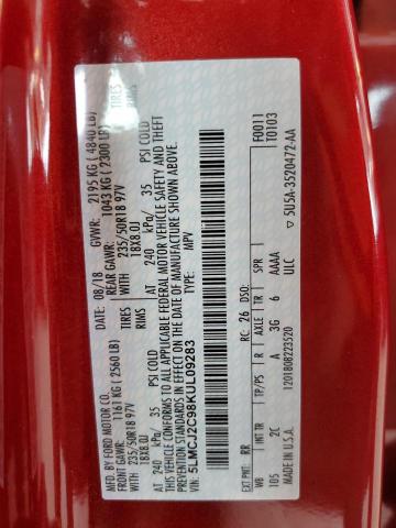 5LMCJ2C98KUL09283 - 2019 LINCOLN MKC SELECT 红色 照片 13