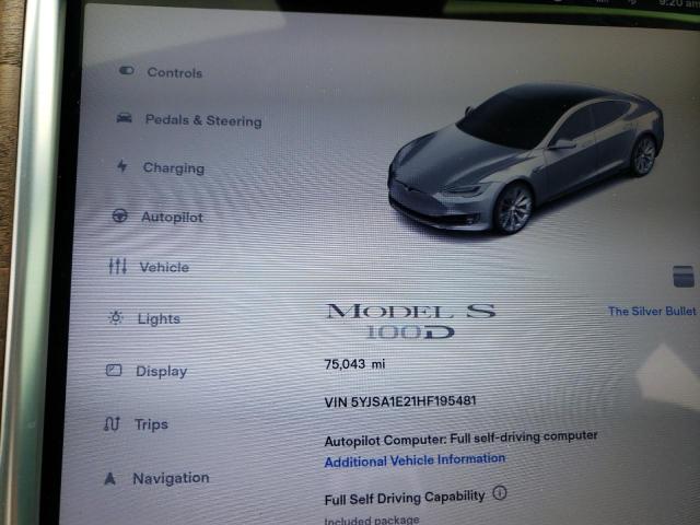 5YJSA1E21HF195481 - 2017 TESLA MODEL S Plata foto 9