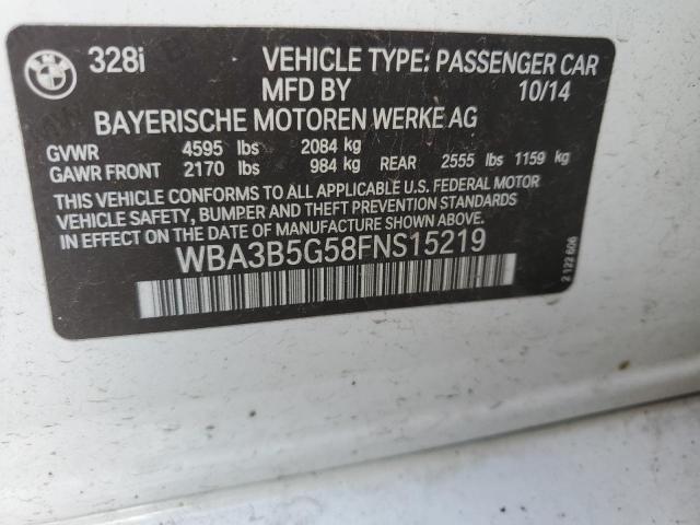 WBA3B5G58FNS15219 - 2015 BMW 328 XI SULEV WHITE photo 12