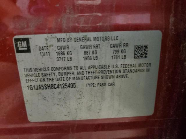 1G1JA5SH8C4125495 - 2012 CHEVROLET SONIC LS Bordo foto 12