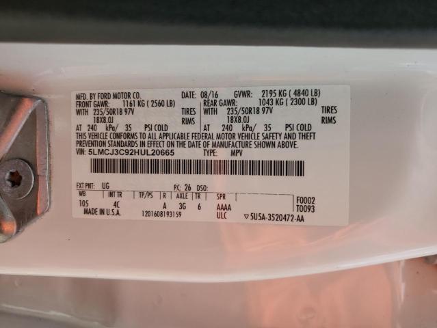 5LMCJ3C92HUL20665 - 2017 LINCOLN MKC RESERVE Beyaz fotoğraf 13