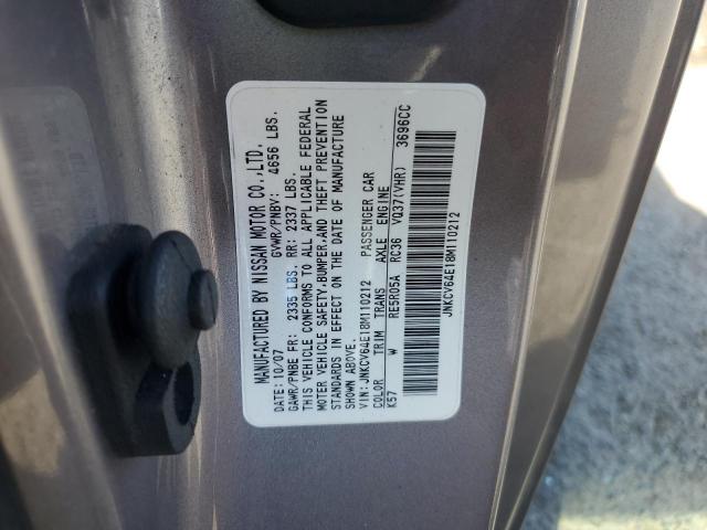 JNKCV64E18M110212 - 2008 INFINITI G37 BASE GRAY photo 12