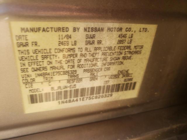 1N4BA41E75C826329 - 2005 NISSAN MAXIMA SE GOLD photo 13