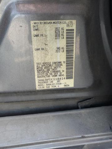 1N4AL3AP3JC118414 - 2018 NISSAN ALTIMA 2.5 GRAY photo 12