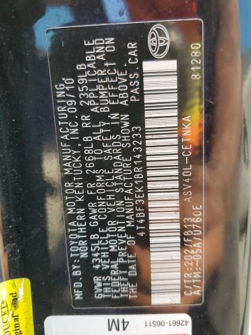 4T4BF3EK1BR143233 - 2011 TOYOTA CAMRY BASE Qara foto 12