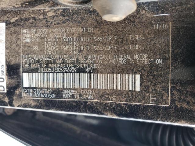 JTEBU5JR3G5396909 - 2016 TOYOTA 4RUNNER SR5/SR5 PREMIUM BLACK photo 13