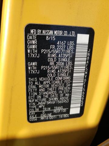 JN8AF5MV6FT565953 - 2015 NISSAN JUKE S YELLOW photo 12