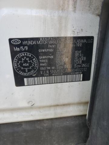 5NMS3CAD6KH102232 - 2019 HYUNDAI SANTA FE SEL Biały zdjęcie 13