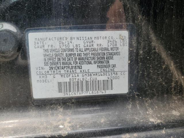 3N1CN7AP7FL818763 - 2015 NISSAN VERSA S 黑色 照片 12