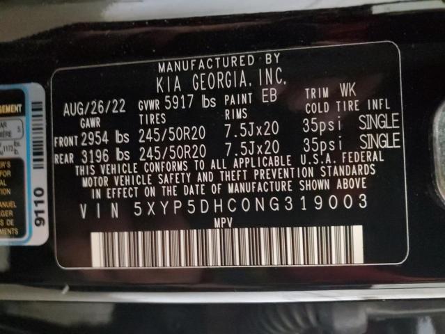 5XYP5DHC0NG319003 - 2022 KIA TELLURIDE SX BLACK photo 14