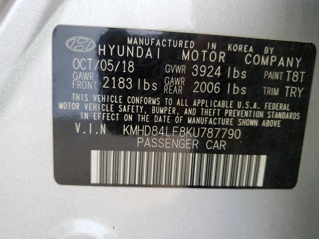 KMHD84LF8KU787790 - 2019 HYUNDAI ELANTRA SEL SILVER photo 12