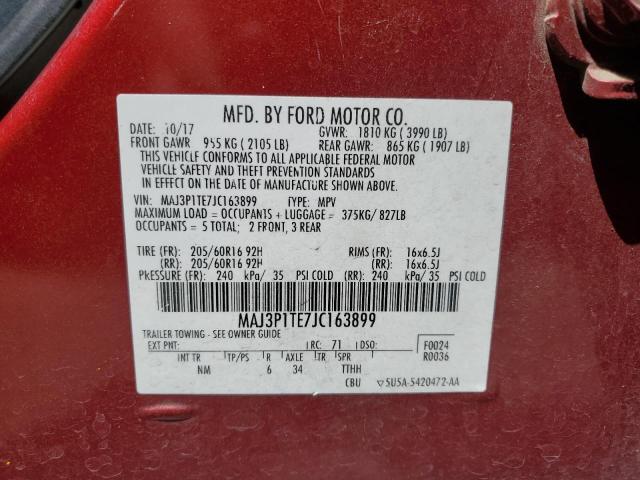 MAJ3P1TE7JC163899 - 2018 FORD ECOSPORT SE 红色 照片 14