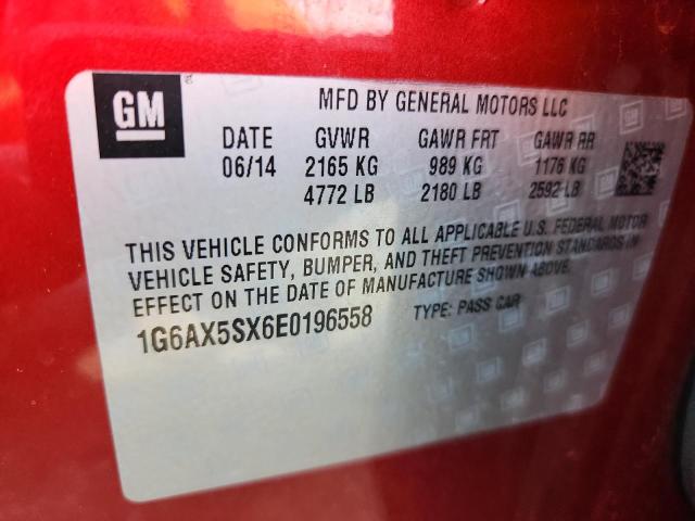 1G6AX5SX6E0196558 - 2014 CADILLAC CTS LUXURY COLLECTION RED photo 13