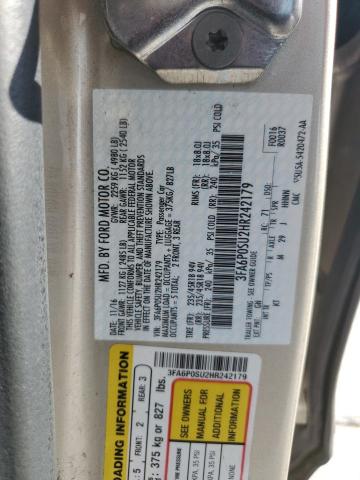 3FA6P0SU2HR242179 - 2017 FORD FUSION TITANIUM PHEV GOLD photo 12