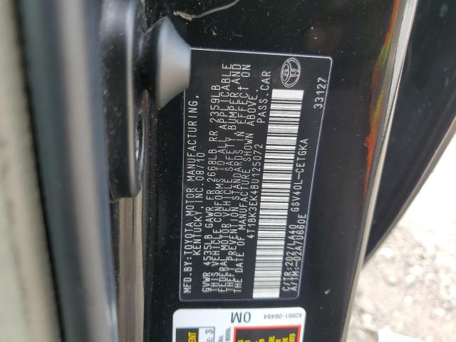 4T1BK3EK4BU125072 - 2011 TOYOTA CAMRY SE BLACK photo 12