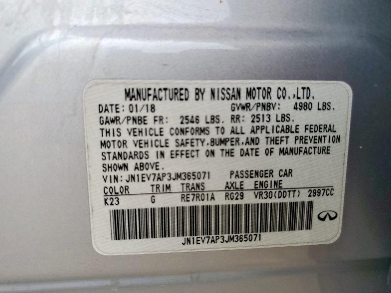 JN1EV7AP3JM365071 - 2018 INFINITI Q50 LUXE SILVER photo 13