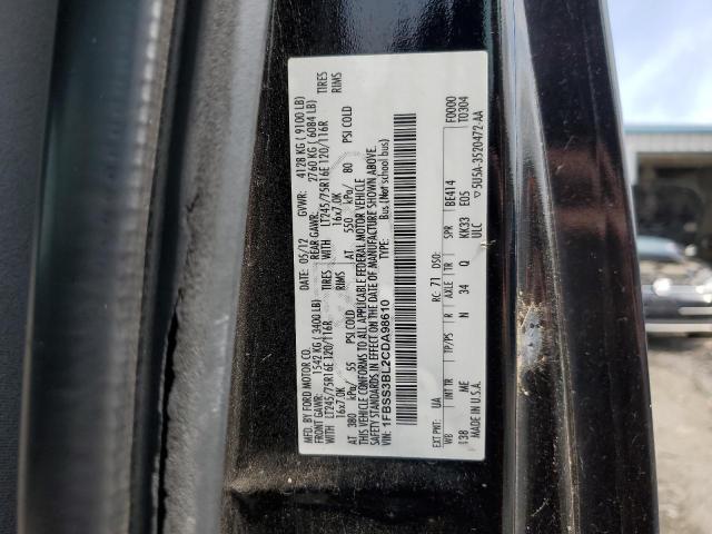 1FBSS3BL2CDA98610 - 2012 FORD ECONOLINE E350 SUPER DUTY WAGON BLACK photo 13